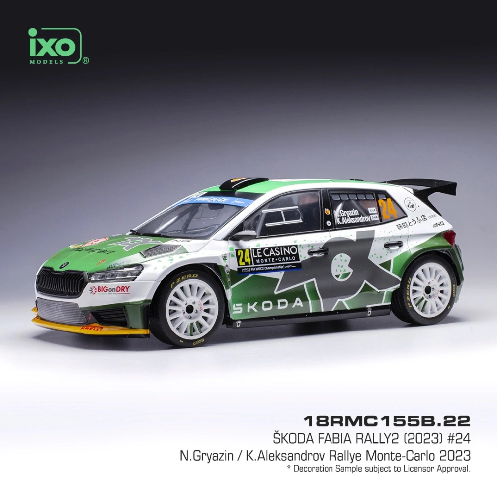 1:18 Škoda Fabia Rally2 #24 N.Gryazin/K.Aleksandrov Rallye WM Rally Monte Carlo 2023 - IXO