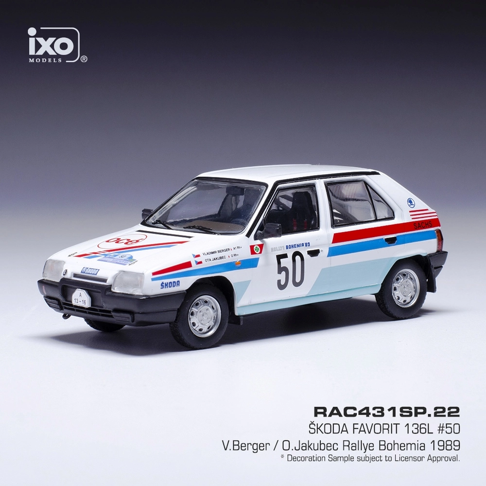 1:43 Škoda Favorit 136L #50 Berger/Jakubec Rally Bohemia 1989 - IXO