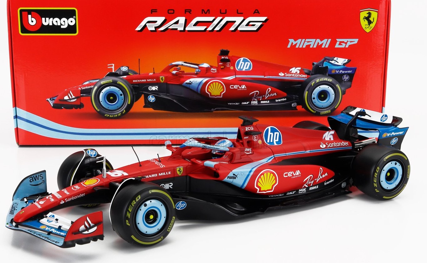 1:43 Ferrari SF-24 #16 Ch. Leclerc Miami GP 2024 with Helmet - Bburago
