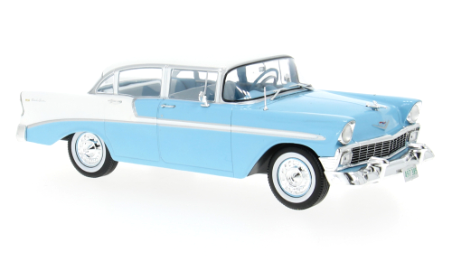 1:24 Chevrolet Bel Air 4-Door HardTop, hellblau/weiss, 1956 - WhiteBox