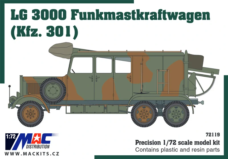 1:72 Mercedes-Benz LG 3000 Kfz.301 radiovůz, resin + plast - MAC.distribution