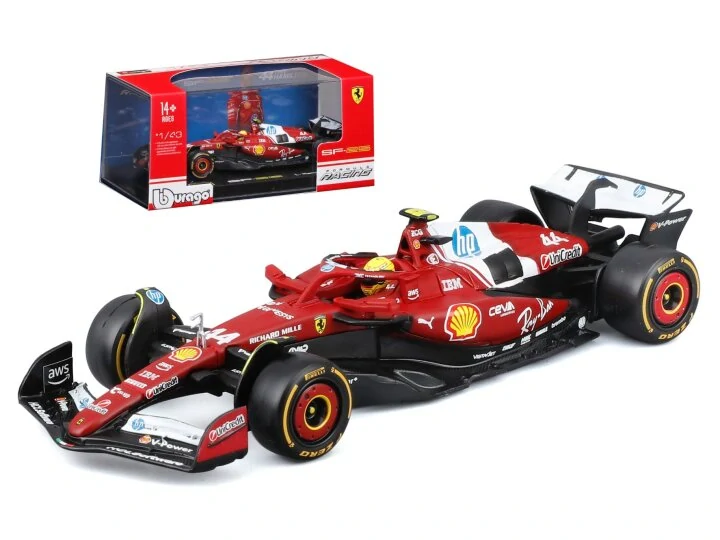 1:43 Ferrari SF-25 #44 LEWIS HAMILTON SEASON CAR 2025 WITH HELMET - Bburago