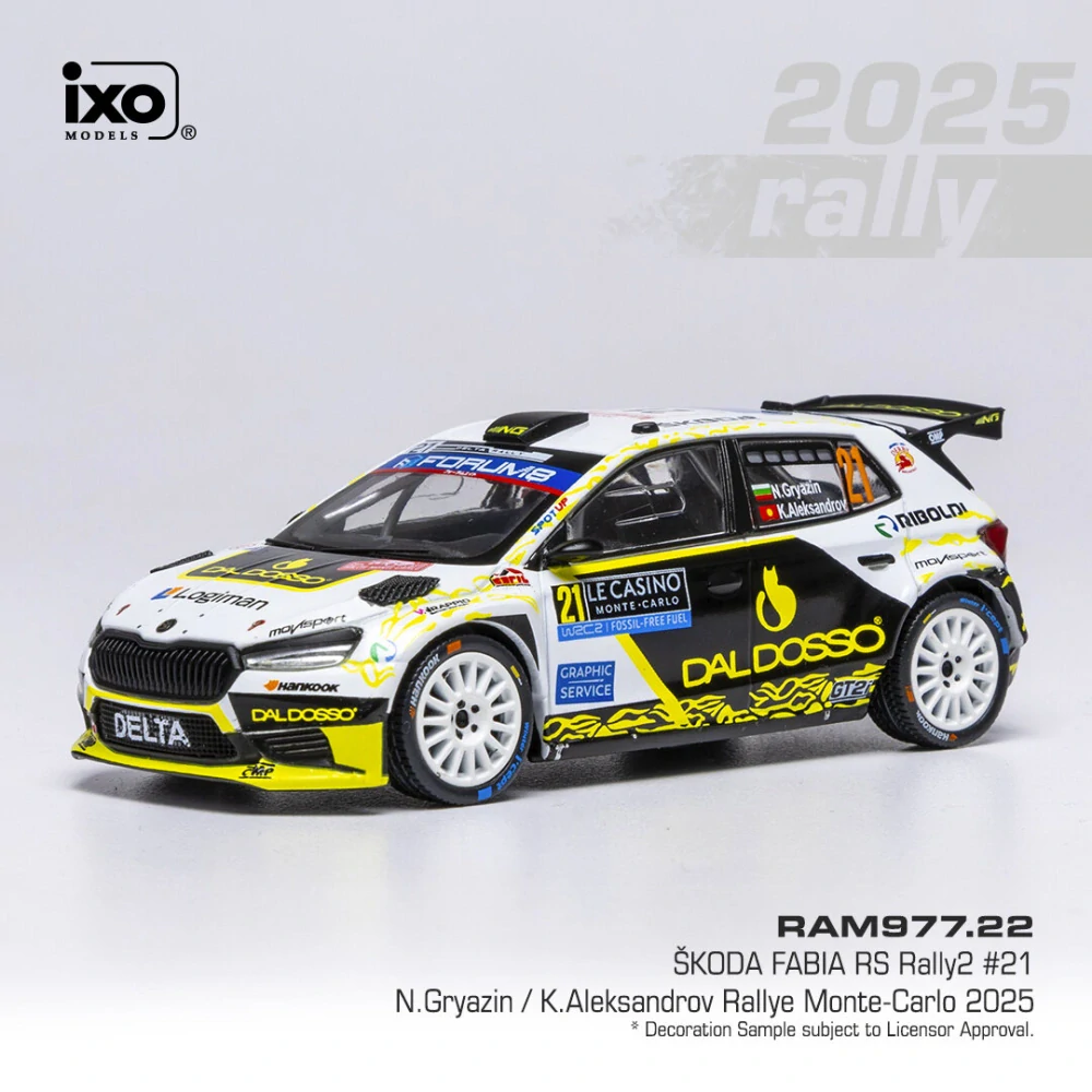 1:43 Skoda FABIA RS RALLY2 #21 GRYAZIN/ALEKSANDROV RALLY MONTE CARLO 2025 - IXO