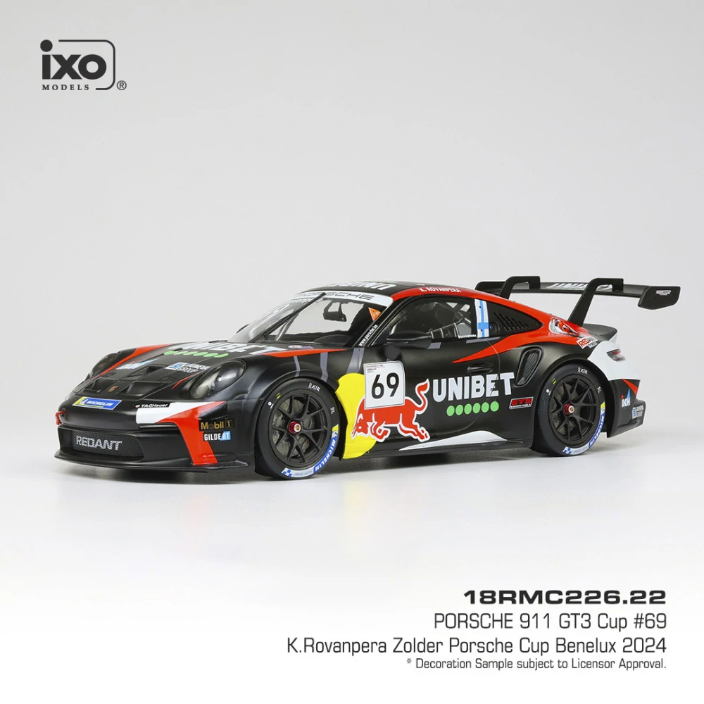 1:18 Porsche 911 GT3 Cup #69 K. Rovanpera Zolder Porsche Cup Benelux 2024 - IXO