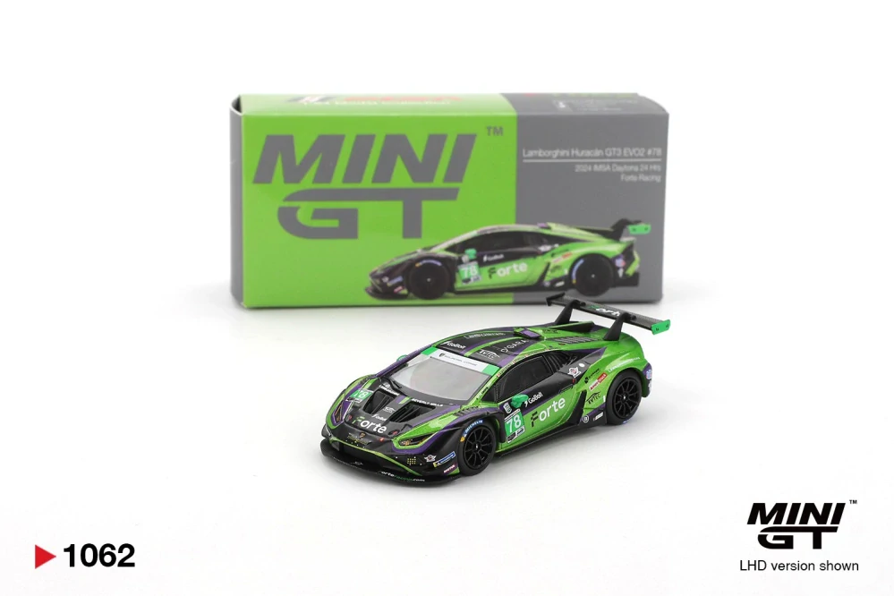 1:64 Lamborghini Huracán GT3 EVO2 #78 Forte Racing 2024 IMSA Daytona 24 Hrs - Mini GT
