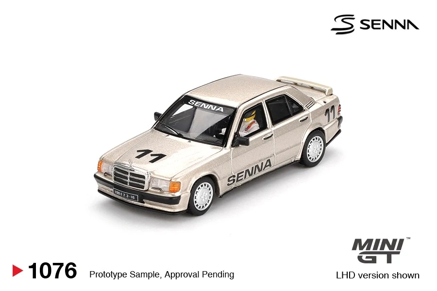 1:64 Mercedes-Benz 190 E 2.3-16 #11 Ayrton Senna 1984 Nürburgring Race of Champions w/ Figure - Mini GT