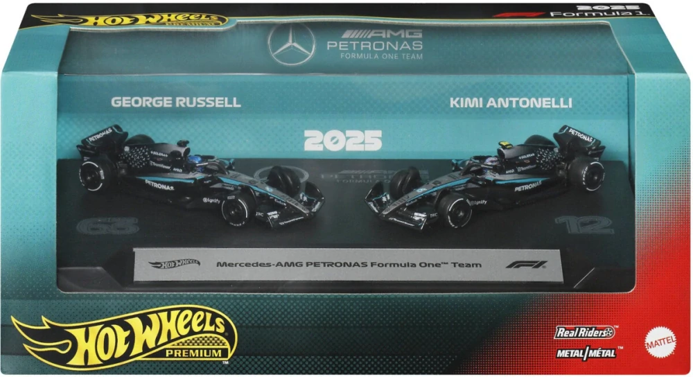 1:64 Formule 1 2025 Mercedes AMG G.Russel + K. Antonelli - Hot Wheels