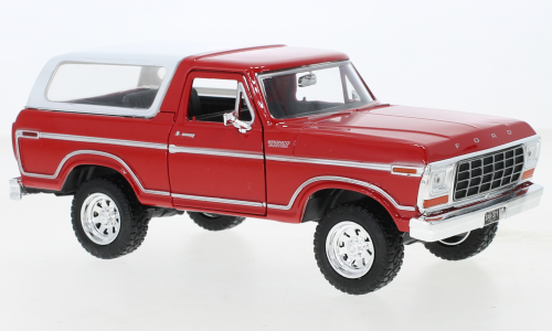1:24 Ford Bronco Custom, červený, bílá střecha - MotorMax