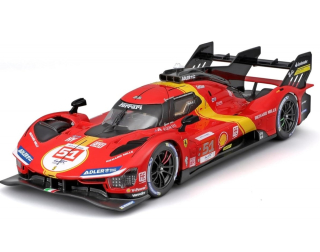 1:18 Ferrari 499P 3.0L Turbo V6 Team Ferrari AF Corse #51 Pier Guidi/Calado/Giovinazzi Winner 24H Le Mans 2023 - Bburago