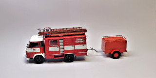 1:43 Avia A30 Hasiči Klatovy s vozíkem, ruční práce