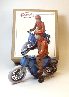 Motocyklista, bazar, plechová hračka - Lorenz