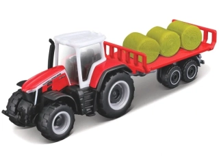 Massey Ferguson 8S.265 TRAKTOR WITH BALER TRAILER - MINI WORK MACHINE - Maisto