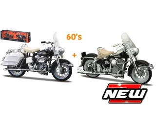 1:18 Harley-davidson DUOS 60'S - FLH DUO GLIDE 1962 + FLH ELECTRA GLIDE 1968 - 2 MOTOR SET - Maisto