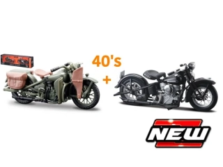 1:18 Harley-davidson DUOS 40'S - WLA FLATHEAD 1942 + FL PANHEAD 1948 - 2 MOTOR SET - Maisto