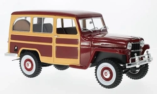 1:18 Jeep Willys Station Wagon, dunkelrot/Holzoptik, 1955 - Lucky Toys (YatMing)