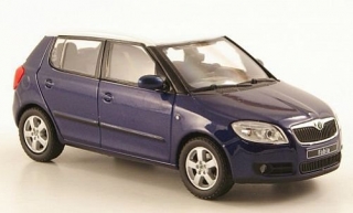 1:43 Skoda Fabia II. 2007 storm blue - bílá střecha - Abrex