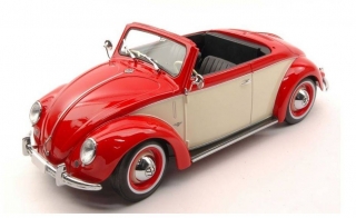 1:18 VW Beetle Hebmüller cabrio 1949 červeno-béžový - KK scale