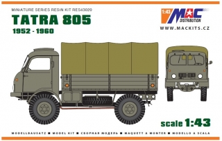 1:43 Tatra 805 valník s plachtou, resinová stavebnice, na skladě - MACmodel