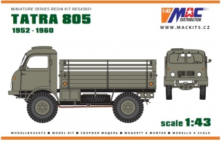 1:43 Tatra 805 valník bez plachty, resinová stevebnice, na skladě - MACmodel