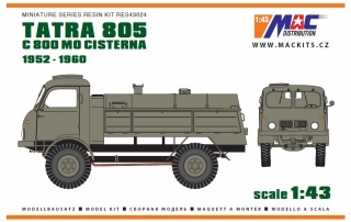 1:43 Tatra 805 cisterna C800 MO - resinová stavebnice - na skladě - MACmodel