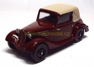 1:43 Tatra 57a 1936 polokabrio zavřený tm.červený - světlá střecha - limitovaná edice, stavba na objednávku - MACmodel