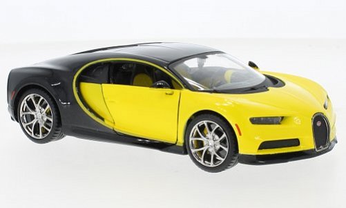 1:24 Bugatti Chiron černo-žlutý - Maisto