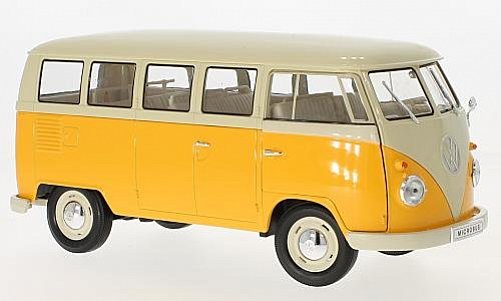1:18 VW T1 1963 bus žluto-béžový, plná střecha - Welly
